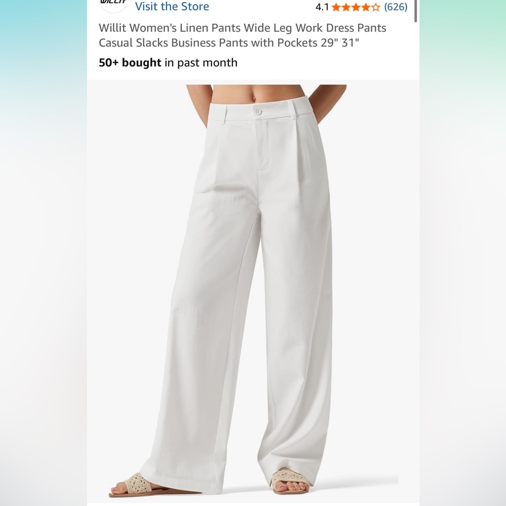 Willit Women’s Linen Wide Leg Dress Pants Small 29” Inseam
